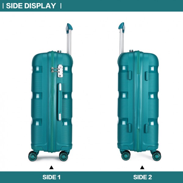 K2092 - Kono Bright Hard Shell PP Suitcase 3 Pieces Set - Classic Collection - Blue/Green