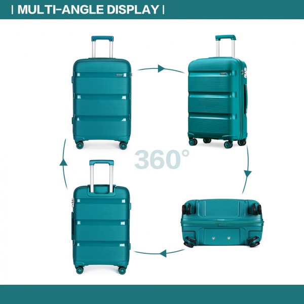 K2092 - Kono Bright Hard Shell PP Suitcase 3 Pieces Set - Classic Collection - Blue/Green
