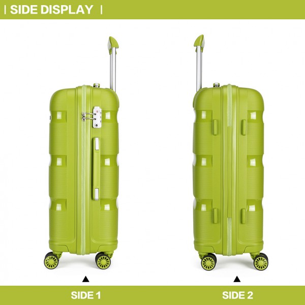 K2092 - Kono 20 Inch Bright Hard Shell PP Suitcase - Classic Collection - Green