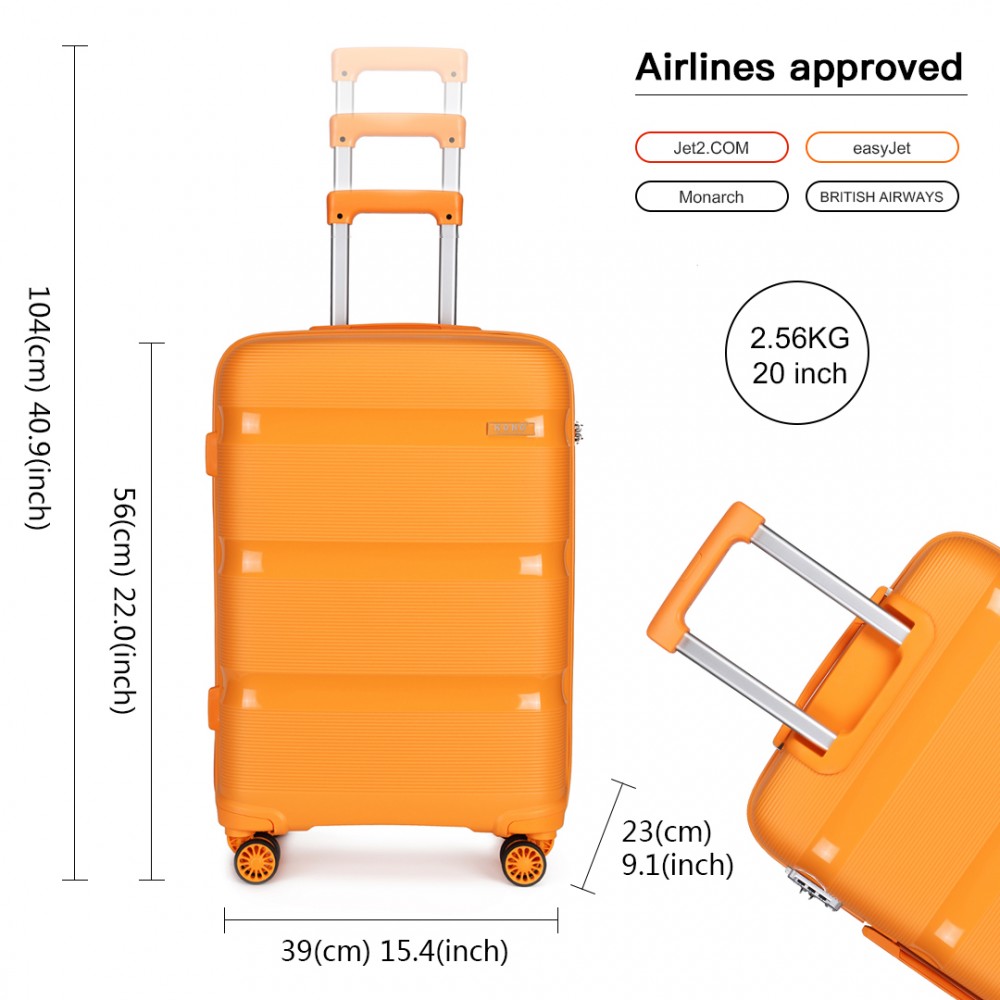 orange hard shell suitcase
