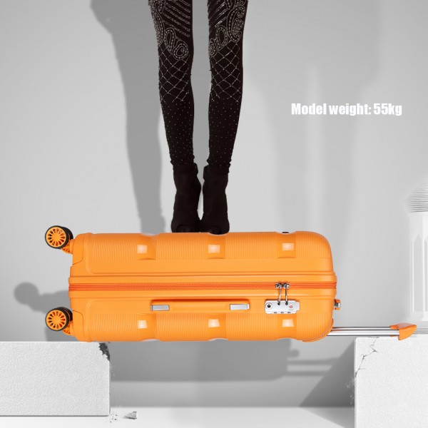 K2092 - Kono 20 Inch Bright Hard Shell PP Suitcase - Classic Collection - Orange
