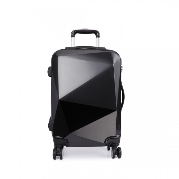 K6671L KONO hard shell suitcase diamond design 20 inch luggage BLACK