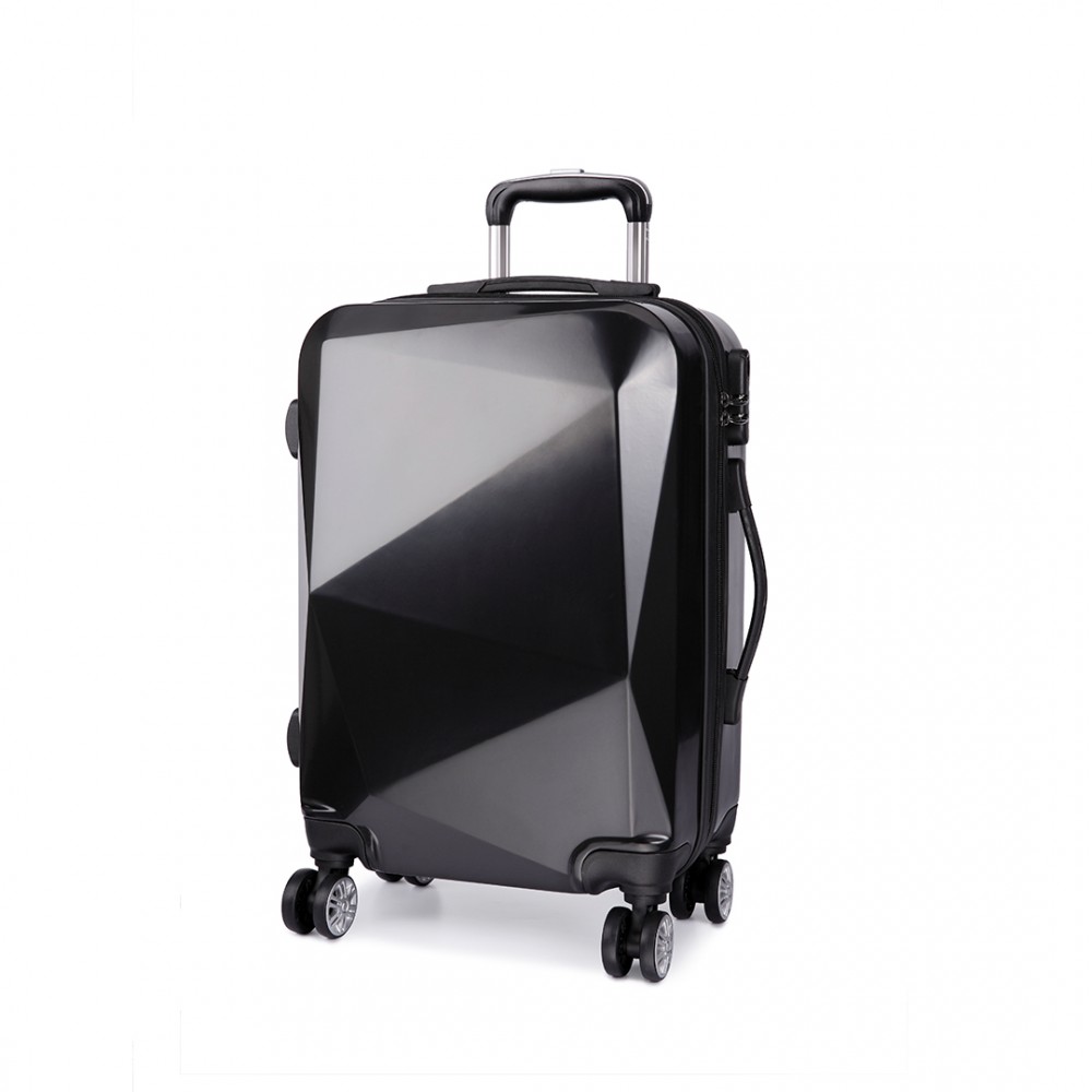 K6671L KONO hard shell suitcase diamond design 20 inch luggage BLACK
