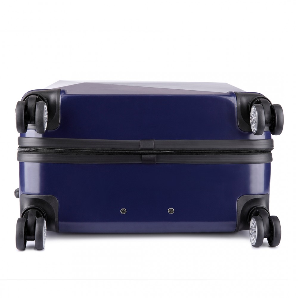 K6671L Kono Hard Shell Suitcase Diamond Design 3 Piece Luggage Set Navy