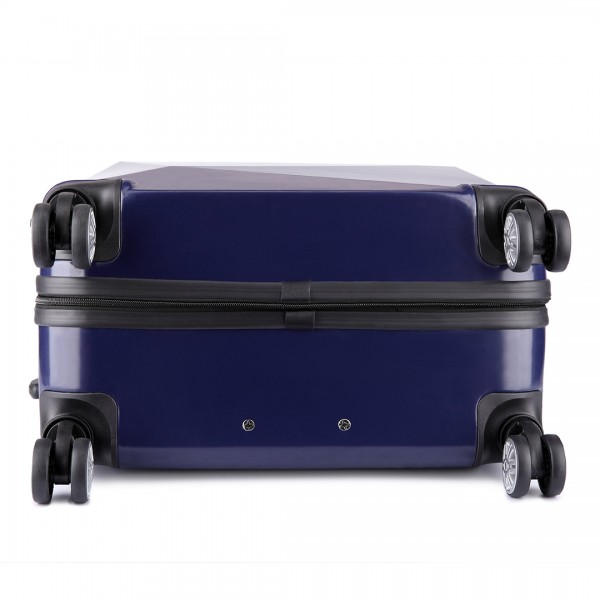 K6671L - Kono Hard Shell Suitcase Diamond Design 3 Piece Luggage Set Navy