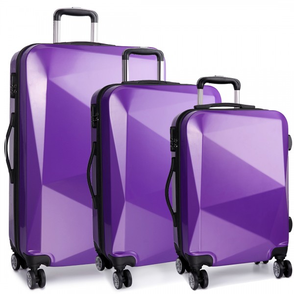 K6671l Kono Hard Shell Suitcase Diamond Design 3 Piece Luggage Set ...