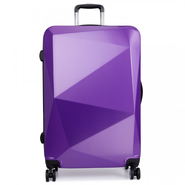 K6671L Kono Hard Shell Suitcase Diamond Design 3 Piece Luggage Set Purple