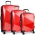 K6671L - Kono Hard Shell Suitcase Diamond Design 3 Piece Luggage Set Red