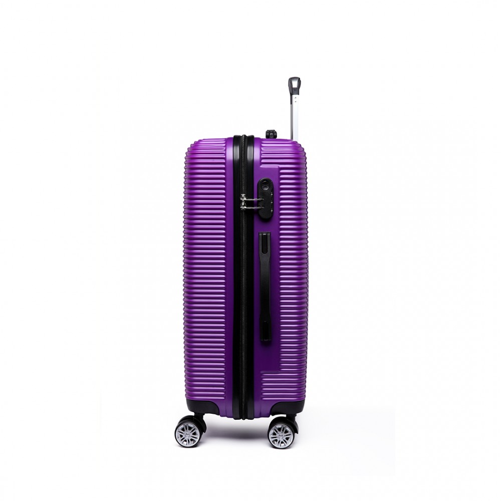 K6676L KONO 3 Piece Suitcase Horizontal Stripe Luggage Set Purple