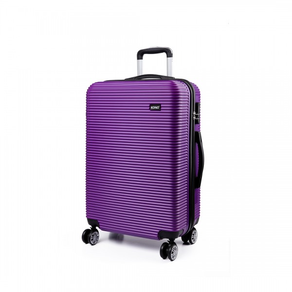 K6676L - KONO Maleta de 20 pulgadas para equipaje con franjas horizontales - Púrpura