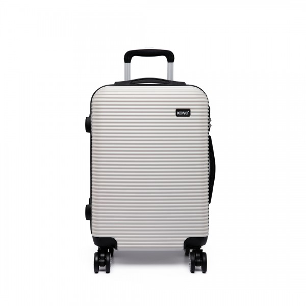 K6676L - Equipaje de rayas horizontales de la maleta de 20 pulgadas de KONO - Blanco