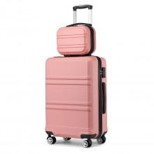 K1871-1L - Kono ABS 4 Wheel Suitcase Set with Vanity Case - Nude
