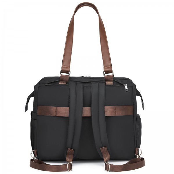 BCK2503 - Kono Große Wickeltasche mit Schuhefach, isolierte Taschen & wasserdichter Reißverschlusstasche - Schwarz