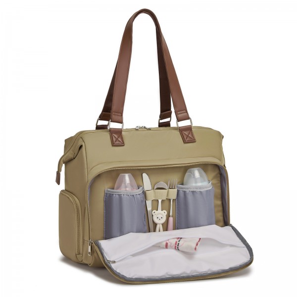 BCK2503 - Kono Große Wickeltasche mit Schuhefach, isolierte Taschen & wasserdichter Reißverschlusstasche - Khaki