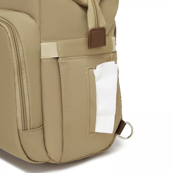 BCK2503 - Kono Große Wickeltasche mit Schuhefach, isolierte Taschen & wasserdichter Reißverschlusstasche - Khaki