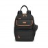 BCK2615 - Kono 3-in-1 Mama-Rucksack-Set mit Wickelmatte & isolierter Schnullertasche - Schwarz