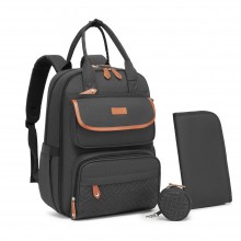BCK2615 - Kono 3-in-1 Mama-Rucksack-Set mit Wickelmatte & isolierter Schnullertasche - Grau