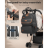 BCK2615 - Kono 3-in-1 Mama-Rucksack-Set mit Wickelmatte & isolierter Schnullertasche - Grau