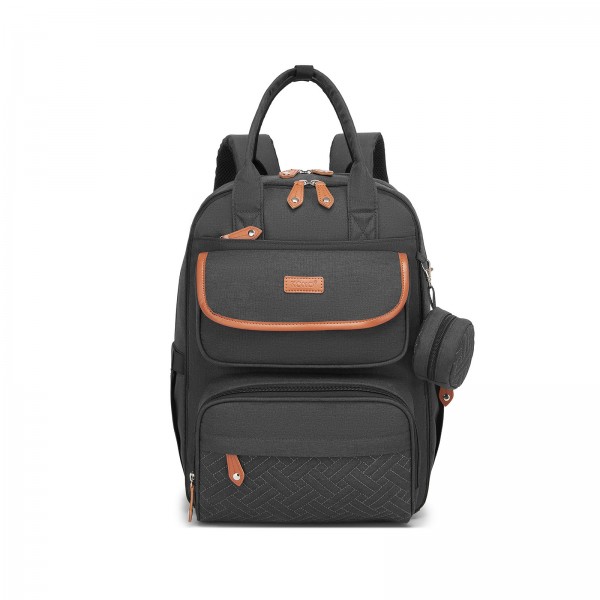 BCK2615 - Kono 3-in-1 Mama-Rucksack-Set mit Wickelmatte & isolierter Schnullertasche - Grau