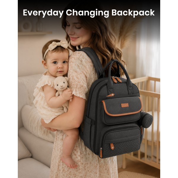 BCK2615 - Kono 3-in-1 Mama-Rucksack-Set mit Wickelmatte & isolierter Schnullertasche - Grau