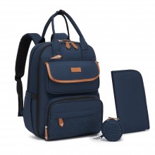 BCK2615 - Kono 3-in-1 Mama-Rucksack-Set mit Wickelmatte & isolierter Schnullertasche - Marineblau