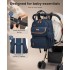 BCK2615 - Kono 3-in-1 Mama-Rucksack-Set mit Wickelmatte & isolierter Schnullertasche - Marineblau