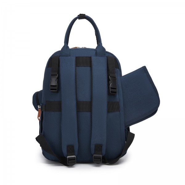 BCK2615 - Kono 3-in-1 Mama-Rucksack-Set mit Wickelmatte & isolierter Schnullertasche - Marineblau