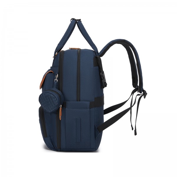 BCK2615 - Kono 3-in-1 Mama-Rucksack-Set mit Wickelmatte & isolierter Schnullertasche - Marineblau