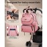 BCK2615 - Kono 3-in-1 Mama-Rucksack-Set mit Wickelmatte & isolierter Schnullertasche - Rosa