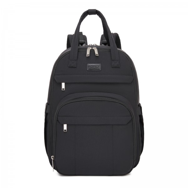 BCK2623 - Kono 2-in-1 Nappy Changing Backpack Set, Large Capacity Diaper Bag With Changing Mat - Black