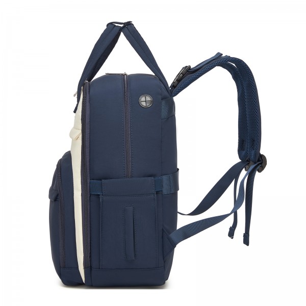 BCK2623 - Kono 2-in-1 Nappy Changing Backpack Set, Large Capacity Diaper Bag With Changing Mat - Navy And Beige