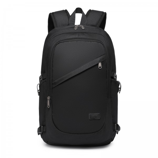 BPK2426 - Kono Minimalist Design Tech Backpack with USB & Type-C Port and Laptop Compartment - Black