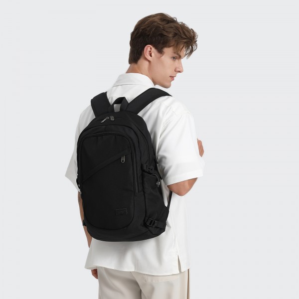 BPK2426 - Kono Minimalist Design Tech Backpack with USB & Type-C Port and Laptop Compartment - Black
