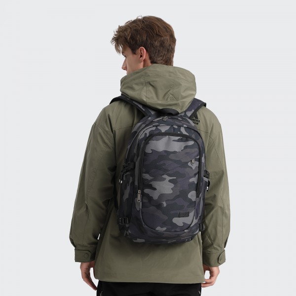 BPK2426 - Kono Minimalist Design Tech Backpack with USB & Type-C Port and Laptop Compartment - Camo