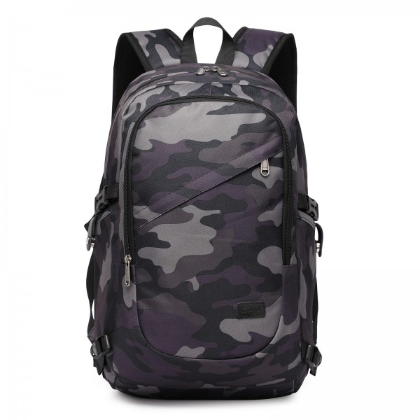 BPK2426 - Kono Minimalist Design Tech Backpack with USB & Type-C Port and Laptop Compartment - Camo