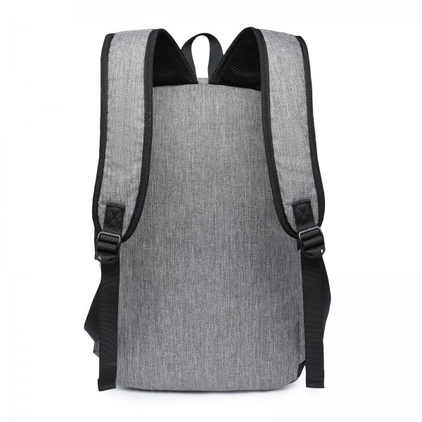 BPK2426 - Kono Minimalist Design Tech Backpack with USB & Type-C Port and Laptop Compartment - Grey