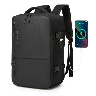 BPK2437 - Kono Practical Carry-On Cabin Size Travel Laptop Backpack with  USB & Type-C Charging Port Under Seat Overnight Backpack - Black
