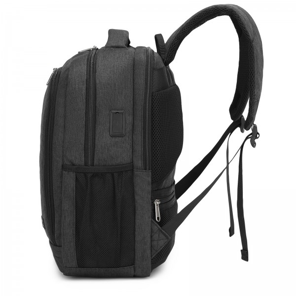 BPK2442 - Kono Commuter Laptop Backpack with USB & Type-C Port, Anti-Theft Pocket, Organised Storage - Black