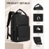 BPK2502 - Kono Klassischer Freizeitrucksack mit Laptopfach und gepolsterten Trägerriemen für tägliche Pendelwege - Schwarz