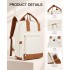 BPK2502 - Kono Casual Contemporary Backpack with Laptop Sleeve & Padded Straps for Daily Commute - Cream and Brown