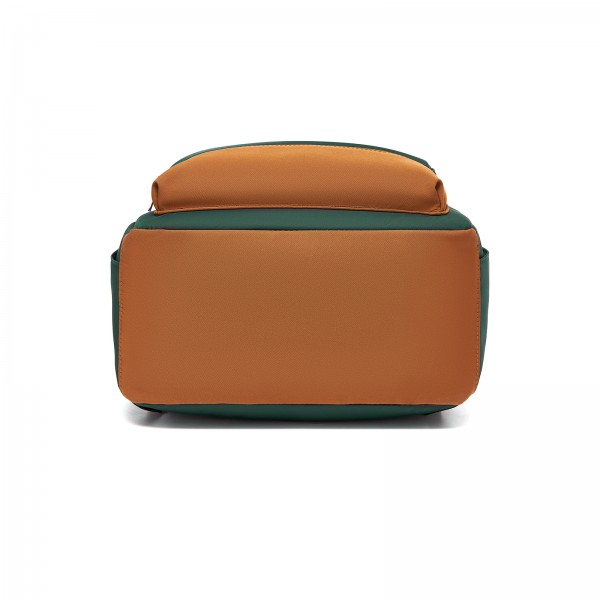 BPK2502 - Kono Casual Contemporary Backpack with Laptop Sleeve & Padded Straps for Daily Commute - Green and Brown