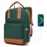 BPK2502 - Kono Casual Contemporary Backpack with Laptop Sleeve & Padded Straps for Daily Commute - Green and Brown