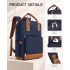 BPK2502 - Kono Klassischer Freizeitrucksack mit Laptopfach und gepolsterten Trägerriemen für tägliche Pendelwege - Marineblau und Braun