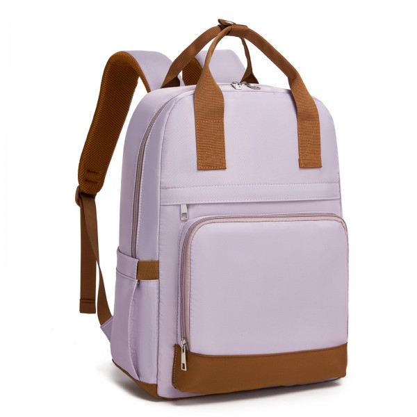 BPK2502 - Kono Klassischer Freizeitrucksack mit Laptopfach und gepolsterten Trägerriemen für tägliche Pendelwege - Lila und Braun