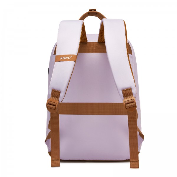 BPK2502 - Kono Klassischer Freizeitrucksack mit Laptopfach und gepolsterten Trägerriemen für tägliche Pendelwege - Lila und Braun