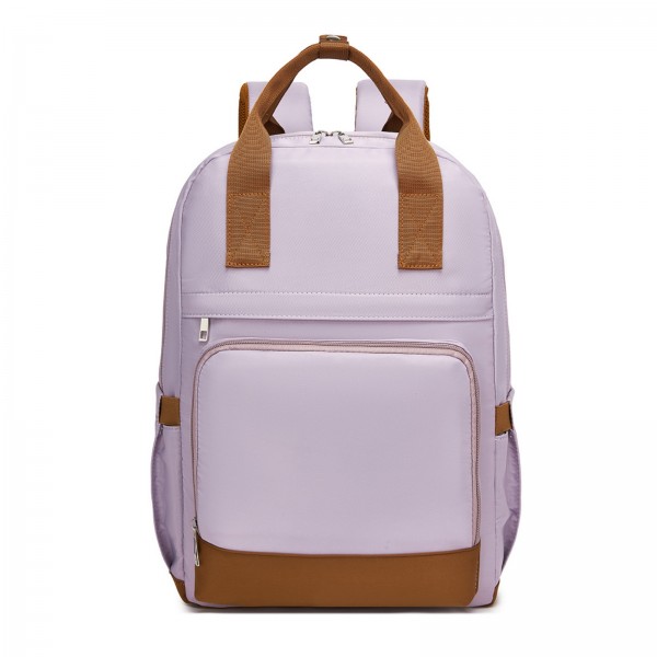 BPK2502 - Kono Klassischer Freizeitrucksack mit Laptopfach und gepolsterten Trägerriemen für tägliche Pendelwege - Lila und Braun