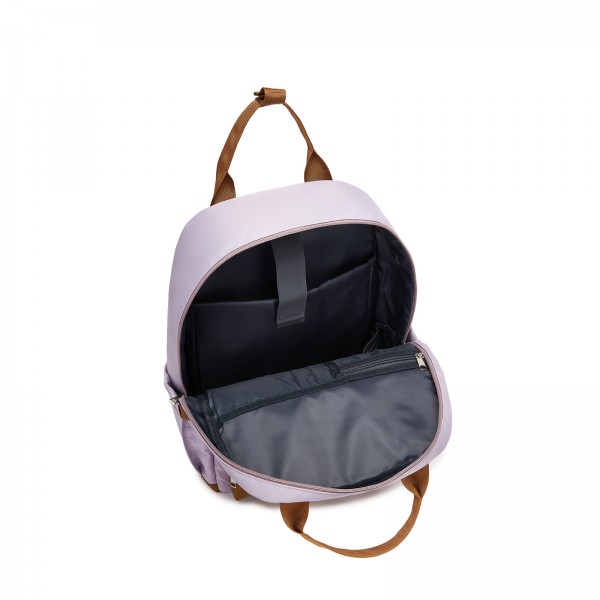 BPK2502 - Kono Klassischer Freizeitrucksack mit Laptopfach und gepolsterten Trägerriemen für tägliche Pendelwege - Lila und Braun