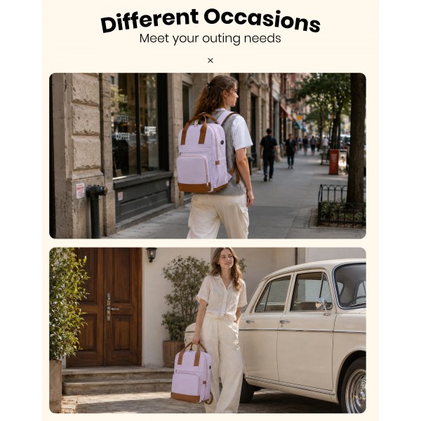 BPK2502 - Kono Klassischer Freizeitrucksack mit Laptopfach und gepolsterten Trägerriemen für tägliche Pendelwege - Lila und Braun