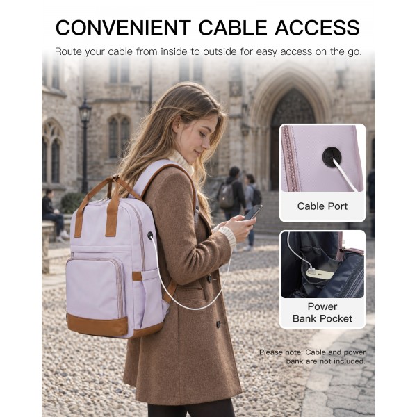 BPK2502 - Kono Klassischer Freizeitrucksack mit Laptopfach und gepolsterten Trägerriemen für tägliche Pendelwege - Lila und Braun