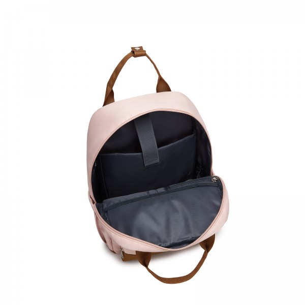 BPK2502 - Kono Klassischer Freizeitrucksack mit Laptopfach und gepolsterten Trägerriemen für tägliche Pendelwege - Rosa und Braun